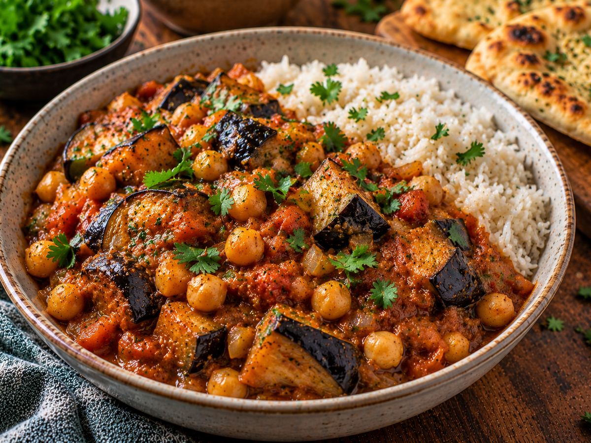 Aubergine & chickpea curry