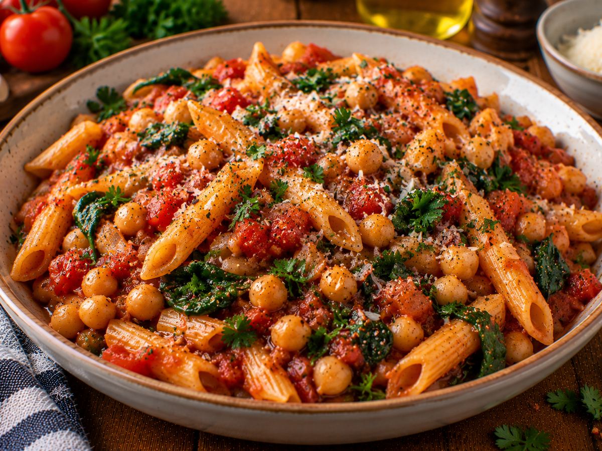Chickpea & tomato pasta
