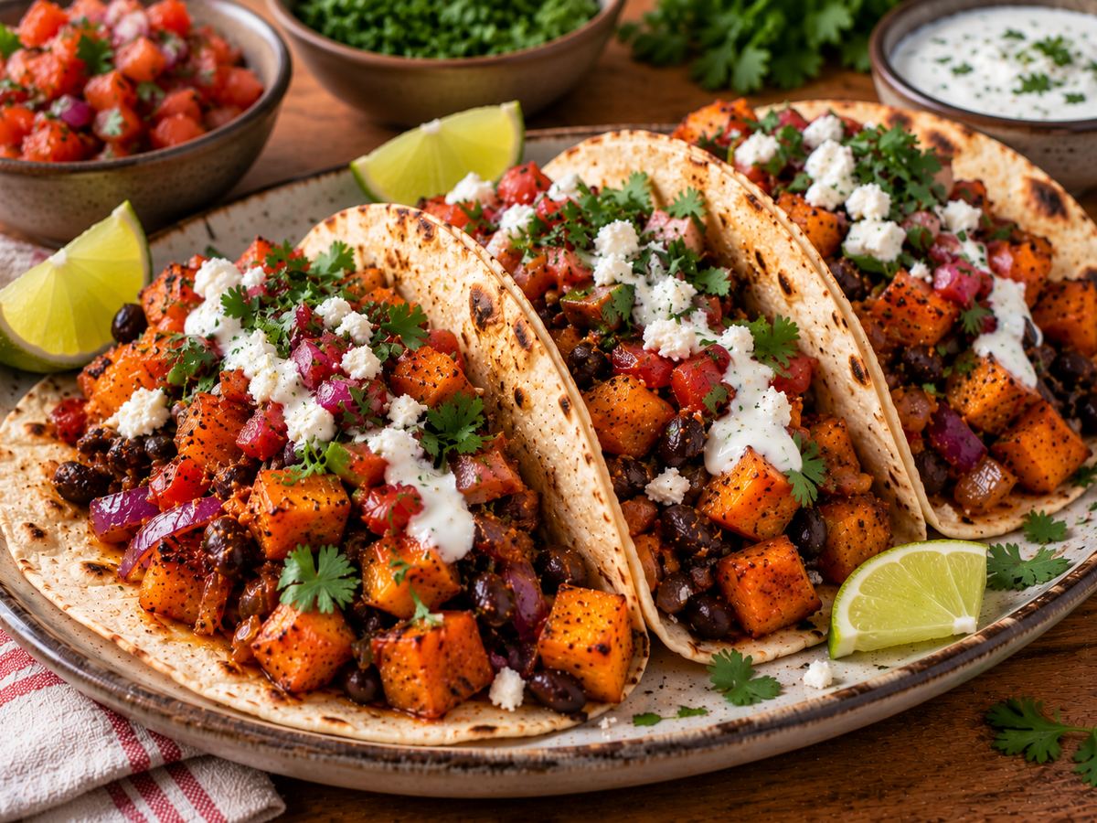 Black bean & sweet potato tacos