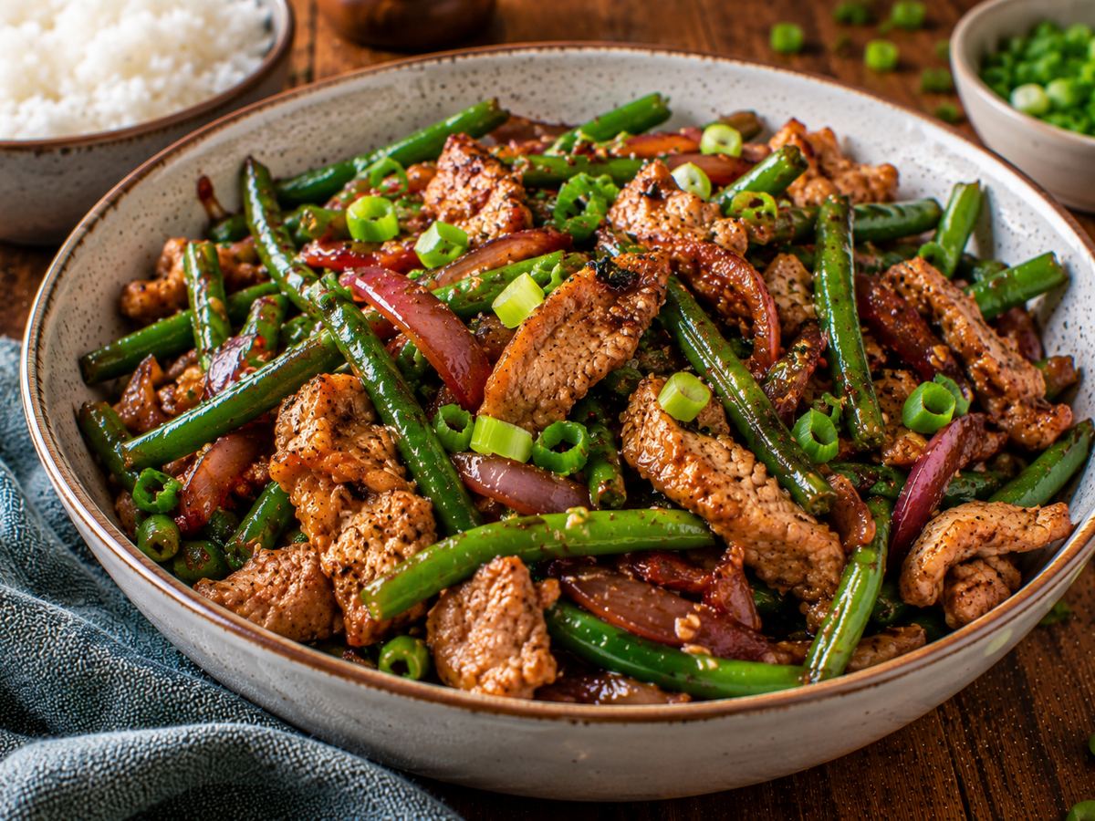Pork & green bean stir-fry