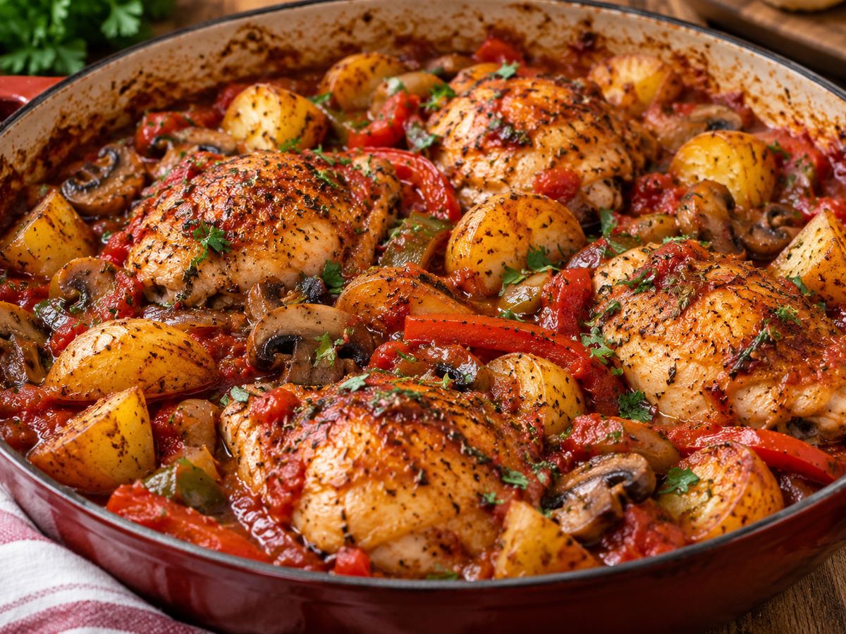 Chicken cacciatore with potatoes