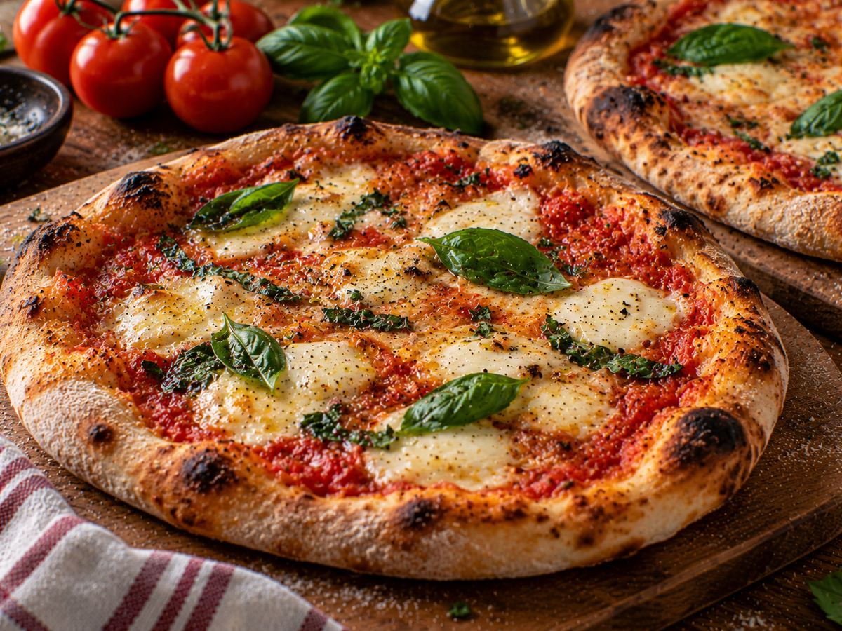 Homemade margherita pizzas