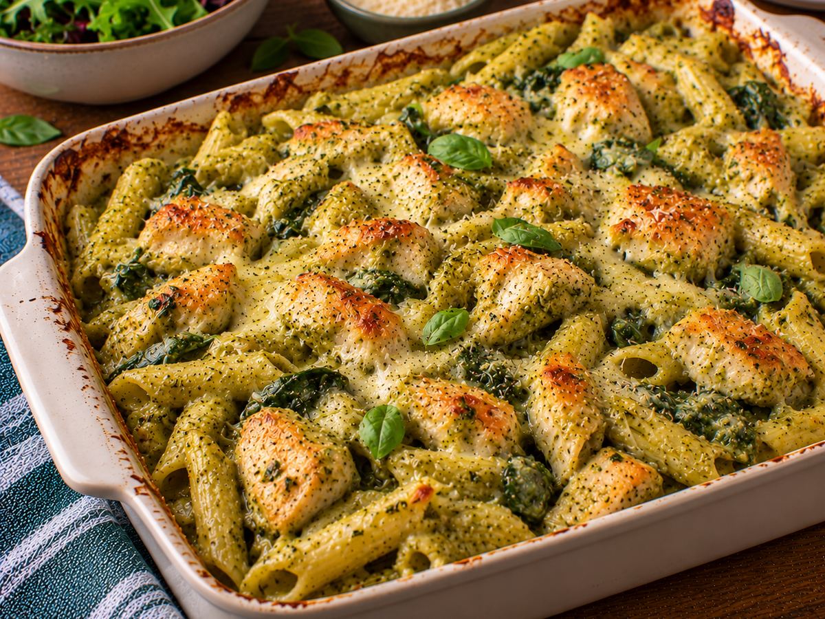 Chicken & pesto pasta bake