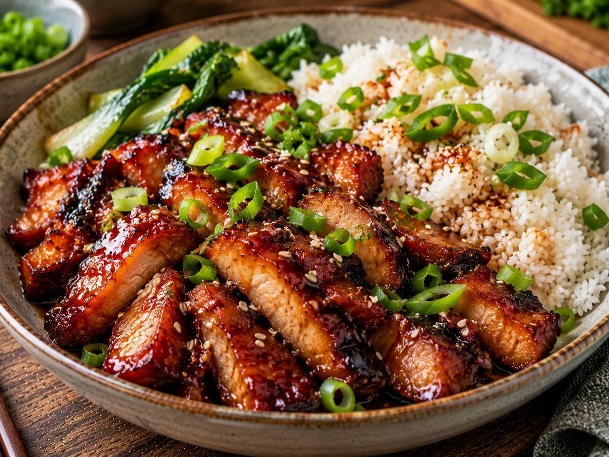 Char siu-style sticky pork with rice