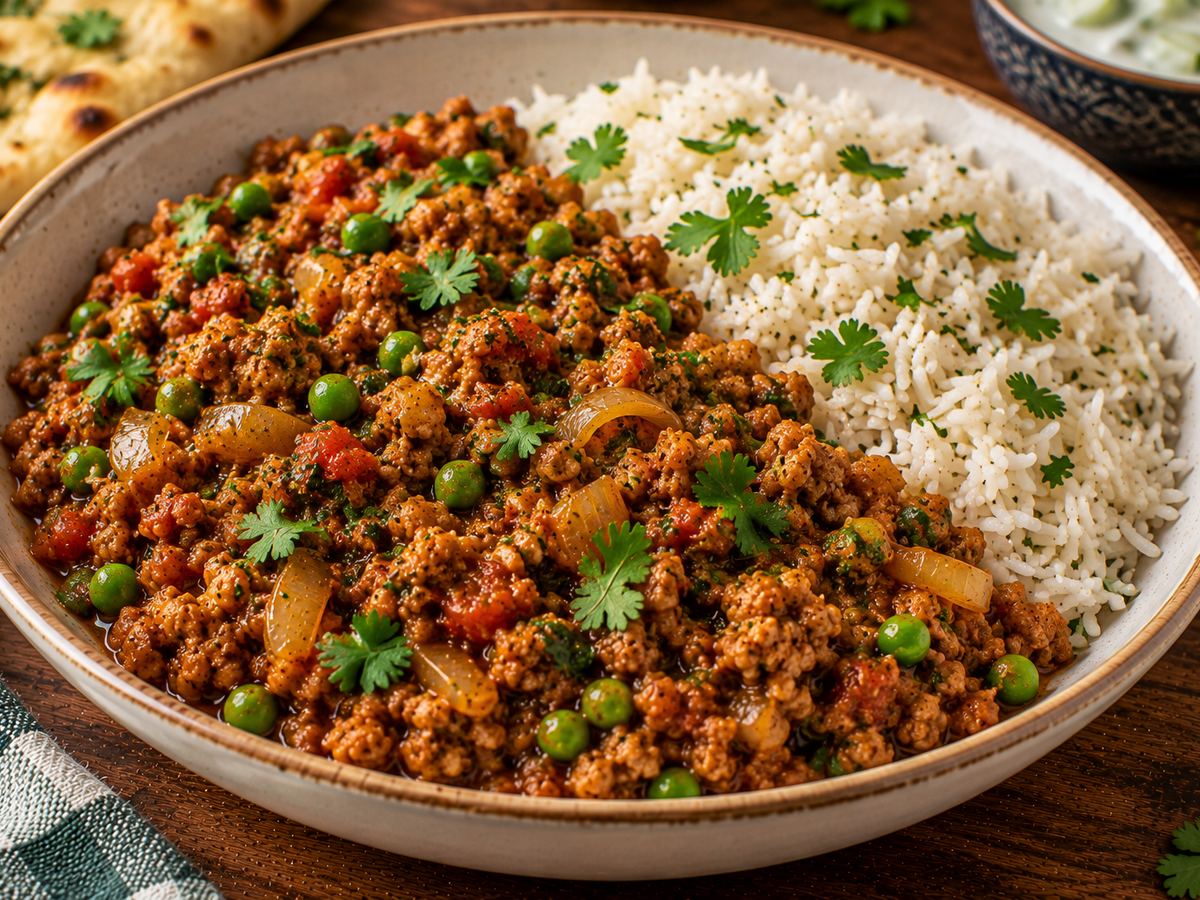 Turkey keema with rice