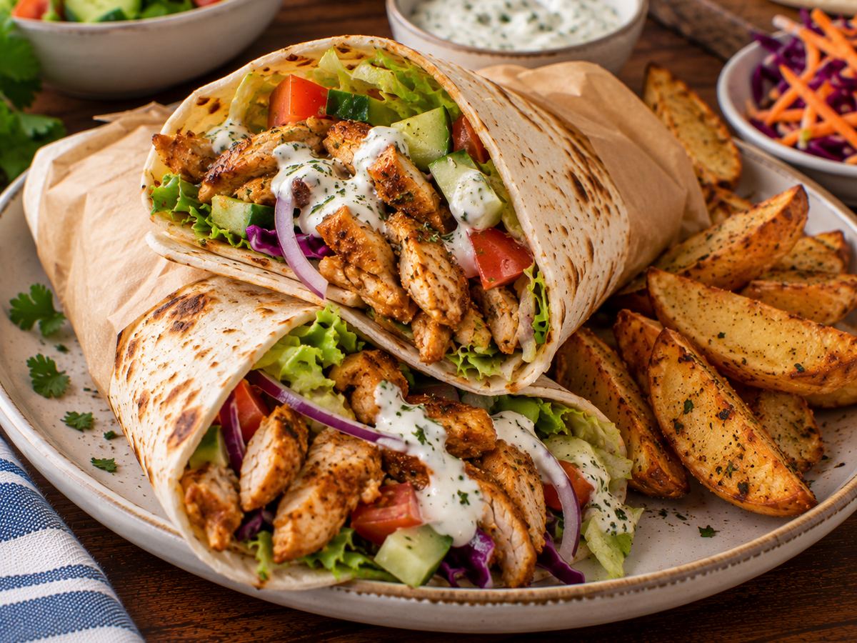 Chicken shawarma-style wraps