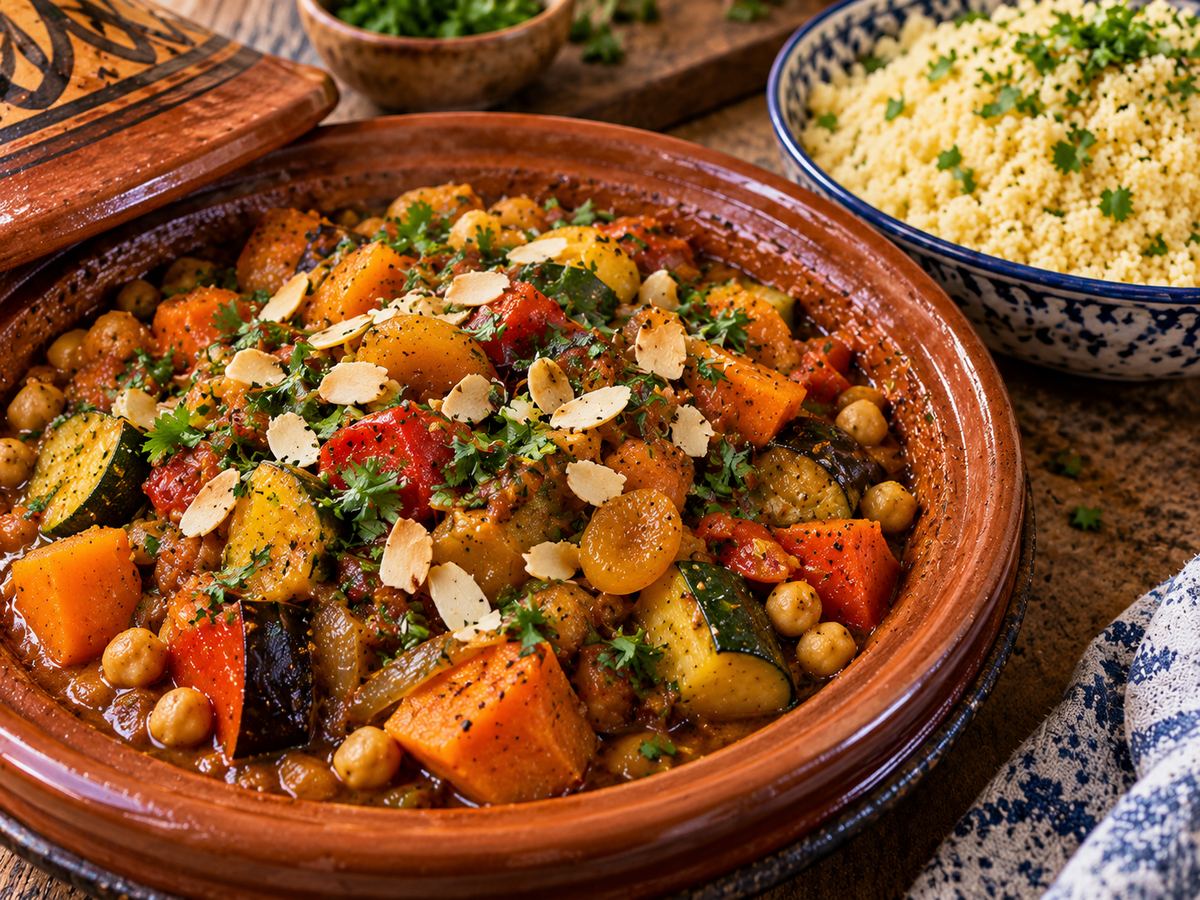 Moroccan-style vegetable tagine with couscous