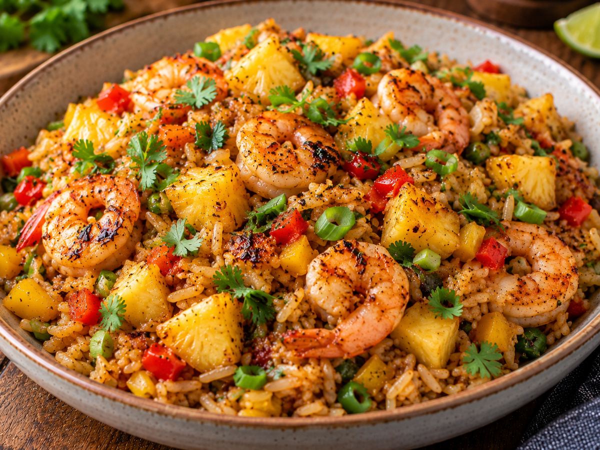 Caribbean prawn & pineapple fried rice