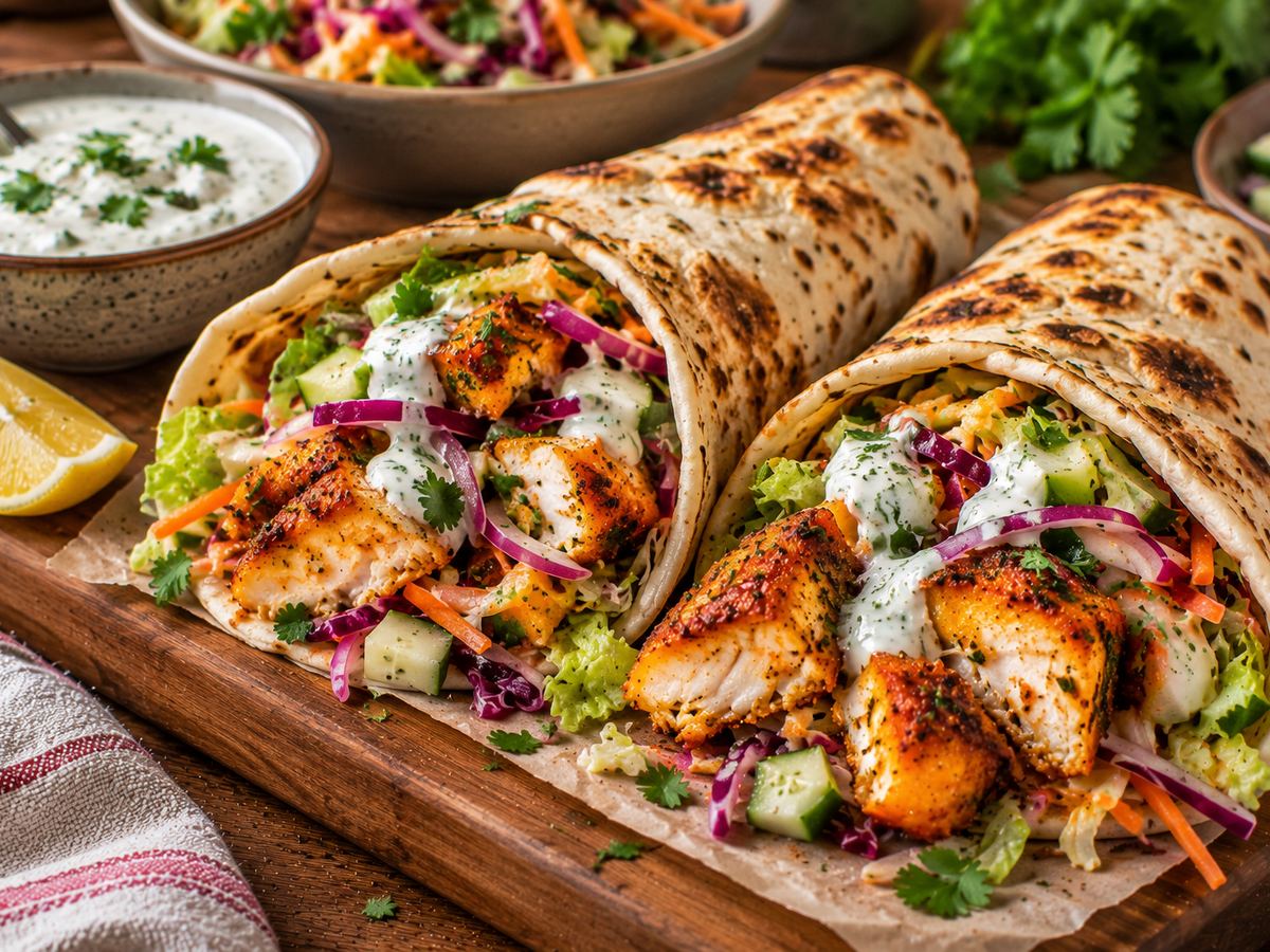 Fish tikka wraps