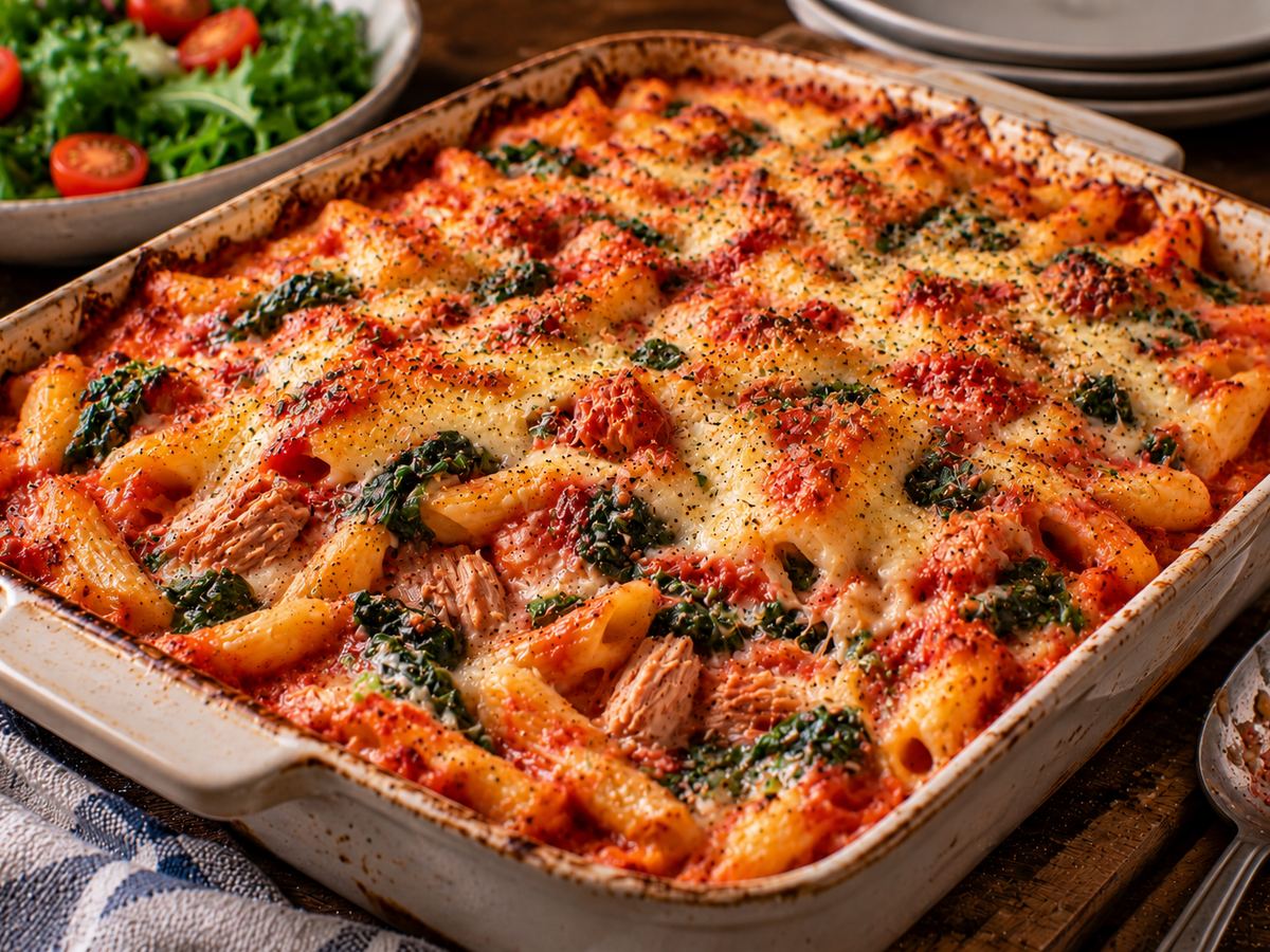 Tuna & spinach pasta bake