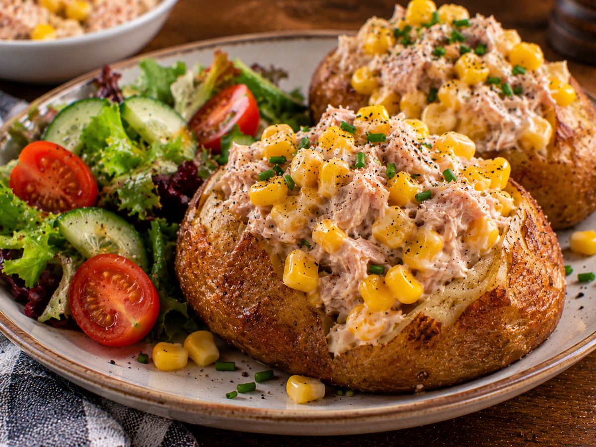 Tuna sweetcorn jacket potatoes