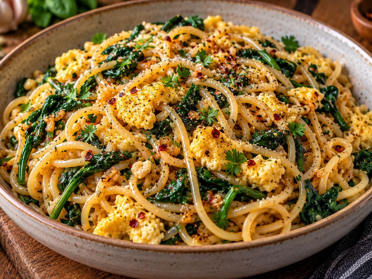Garlic butter noodles with egg