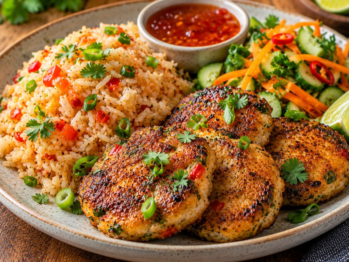 Thai-style fishcakes with sweet chilli rice