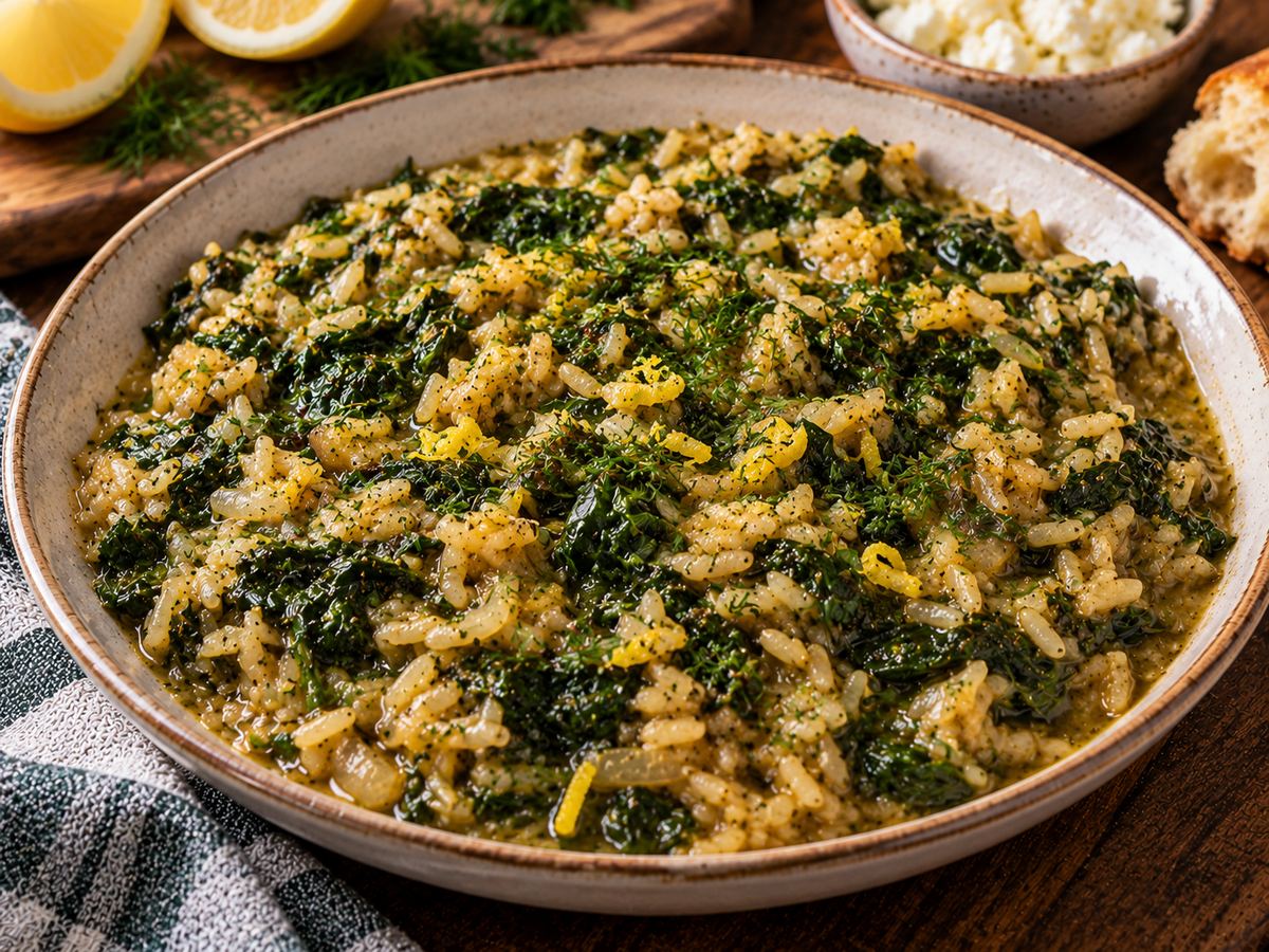 Greek spinach rice (spanakorizo)