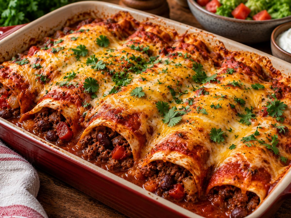 Beef & bean enchiladas