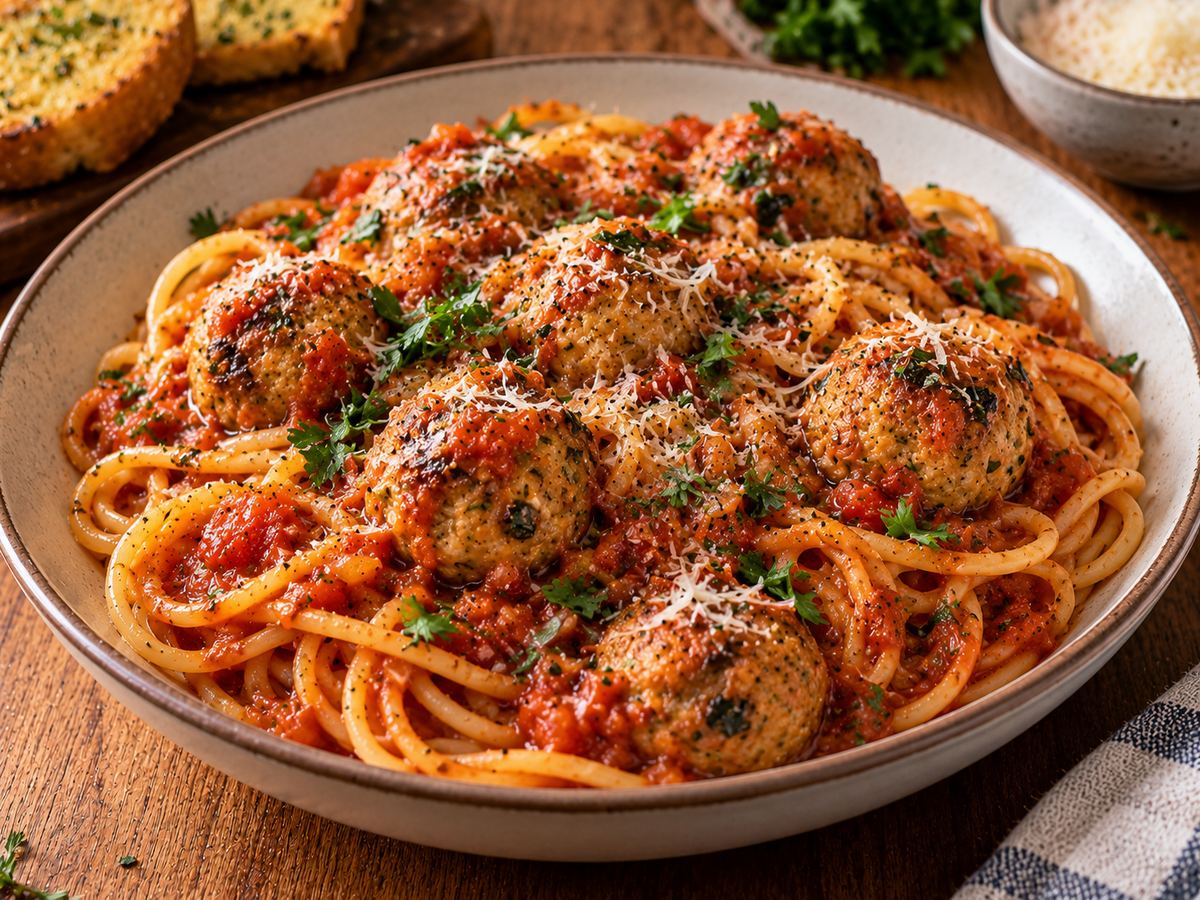 Turkey meatballs with spaghetti