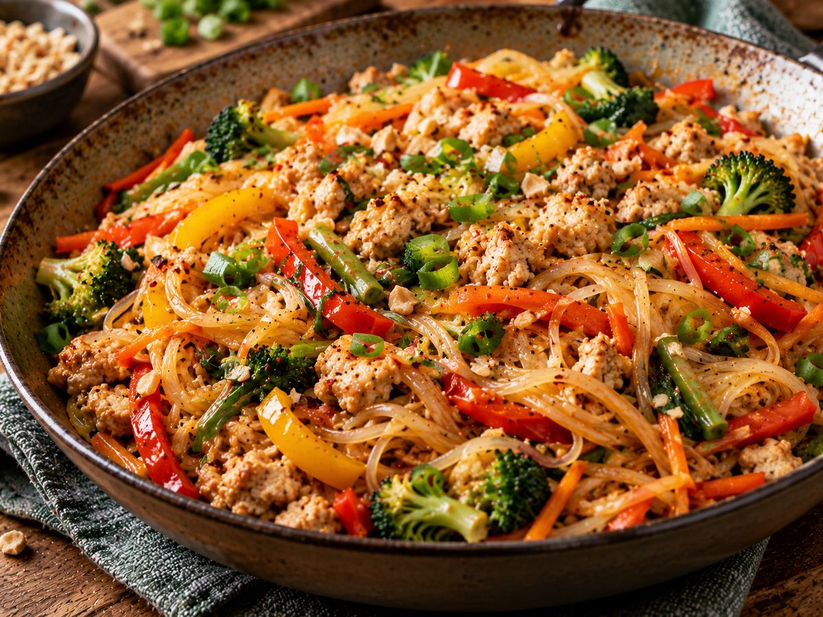 Turkey & veg rice noodle stir-fry